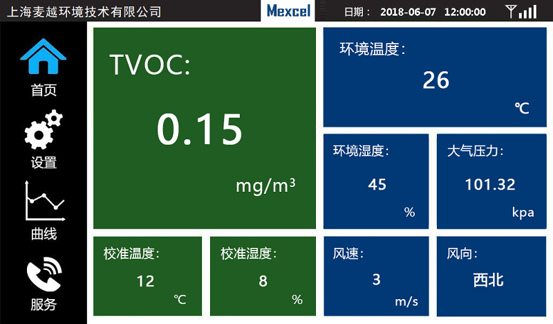 TVOC 在線(xiàn)報(bào)警監(jiān)測(cè)系統(tǒng)軟件界面.